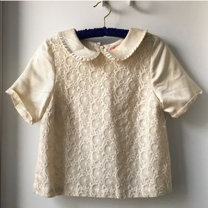 Manoush embroidered lace Peter Pan collar shirt